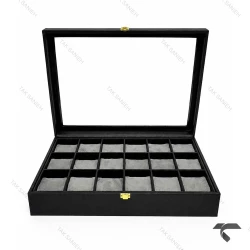 جعبه ساعت 18 تایی طوسی Watches-Box-18-10666-U