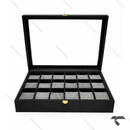 جعبه ساعت 18 تایی طوسی Watches-Box-18-10666-U