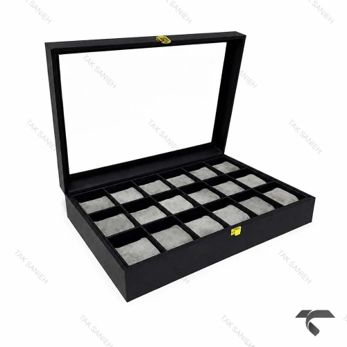 جعبه ساعت 18 تایی طوسی Watches-Box-18-10666-U