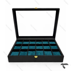 جعبه 18تایی ساعت مچی با بالشتک سبز Watches-Box-18-10667-U