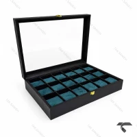 جعبه 18تایی ساعت مچی با بالشتک سبز Watches-Box-18-10667-U