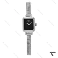 ساعت دنیل ولینگتون مینی کوادرو سیلور صفحه مشکی مهندسی حصیری DW-10671-L