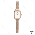 دنیل ولینگتون کوادرو مینی زنانه رزگلد صفحه سفید مهندسی حصیری DW-10673-L