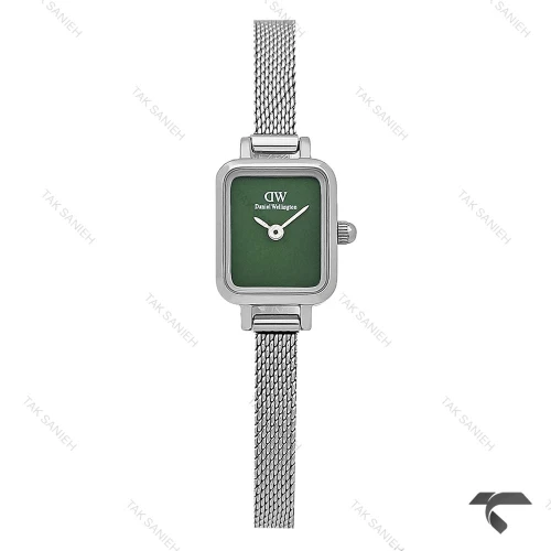 ساعت دنیل ولینگتون مینی زنانه سیلور صفحه سبز مهندسی حصیری DW-10675-L