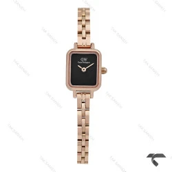 دنیل ولینگتون زنانه کوادرو مینی زنانه رزگلد صفحه مشکی بندفلزی DW-10678-L