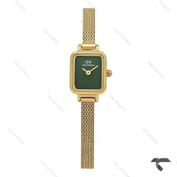 ساعت DW مینی Quadro زنانه حصیری طلایی صفحه سبز مهندسی DW-10679-L