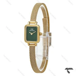 ساعت DW مینی Quadro زنانه حصیری طلایی صفحه سبز مهندسی DW-10679-L