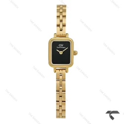 ساعت DW زنانه مینی Quadro طلایی صفحه مشکی مهندسی بندفلزی DW-10682-L