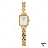 ساعت DW زنانه Quadro مینی طلایی صفحه سفید مهندسی بندفلزی DW-10693-L