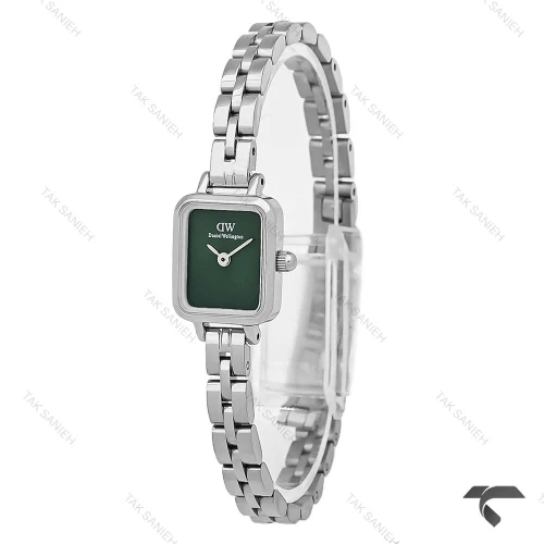 ساعت زنانه DW مینی کوادرو سیلور صفحه سبز مهندسی بندفلزی DW-10695-L