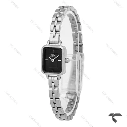 ساعت زنانه دنیل ولینگتون کوادرو مینی سیلور صفحه مشکی بندفلزی DW-10696-L