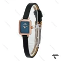 ساعت DW مینی مستطیلی رزگلد صفحه سرمه ای مهندسی بند چرم DW-10702-L