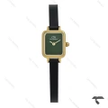 ساعت دنیل ولینگتون مینی کوادرو طلایی صفحه سبز مهندسی بند چرم DW-10705-L