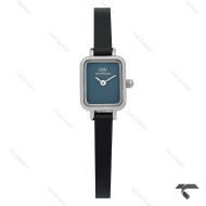ساعت مینی مستطیلی DW سیلور صفحه سرمه ای مهندسی چرمی DW-10707-L