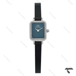 ساعت مینی مستطیلی DW سیلور صفحه سرمه ای مهندسی چرمی DW-10707-L
