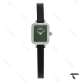 ساعت DW مینی مستطیلی نقره ای صفحه سبز مهندسی چرمی DW-10709-L