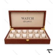 جعبه ساعت مچی 12 تایی چرمی عسلی Watches-Box-12-10774-U