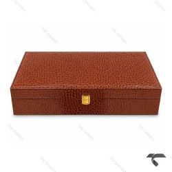 جعبه ساعت مچی 12 تایی چرمی عسلی Watches-Box-12-10774-U