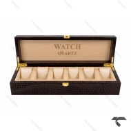 جعبه 6 تایی چرمی ساعت مچی قهوه ای سوخته Watches-Box-6-10772-U