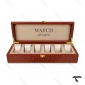 جعبه 6 تایی ساعت مچی چرم عسلی Watches-Box-6-10773-U