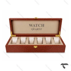 جعبه 6 تایی ساعت مچی چرم عسلی Watches-Box-6-10773-U