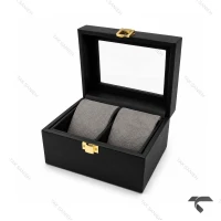جعبه ساعت ست مشکی طوسی چرمی Watches-Box-Set-10779-S