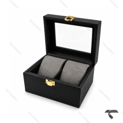 جعبه ساعت ست مشکی طوسی چرمی Watches-Box-Set-10779-S