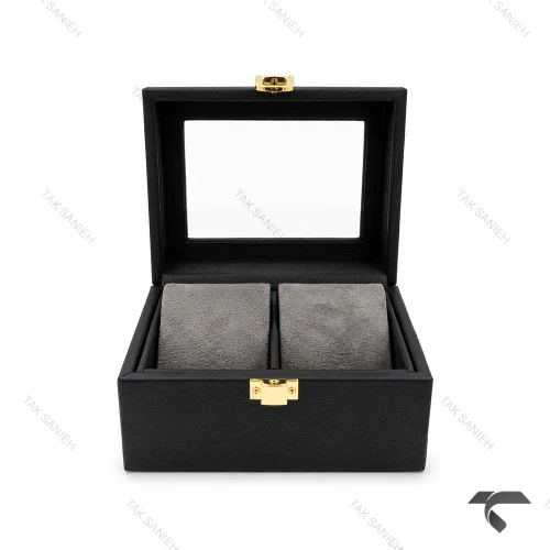 جعبه ساعت ست مشکی طوسی چرمی Watches-Box-Set-10779-S