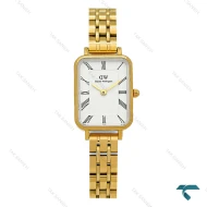 ساعت DW زنانه مستطیلی طلایی صفحه سفید ایندکس رومی DW-8754-L
