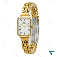 ساعت DW زنانه مستطیلی طلایی صفحه سفید ایندکس رومی DW-8754-L