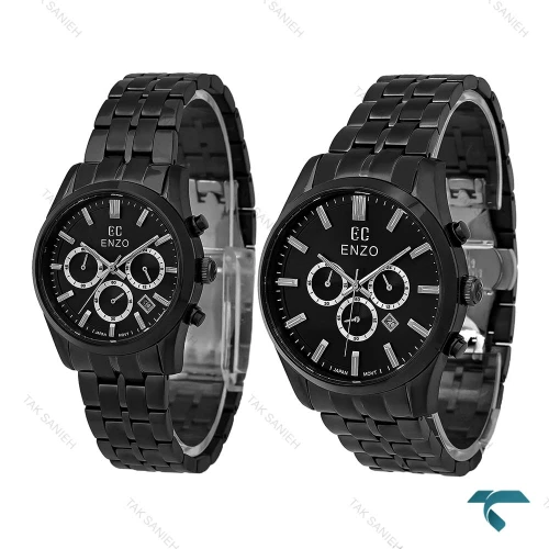 ساعت ست انزو EC-3122 سه موتوره فول مشکی اورجینال Enzo-8765-S