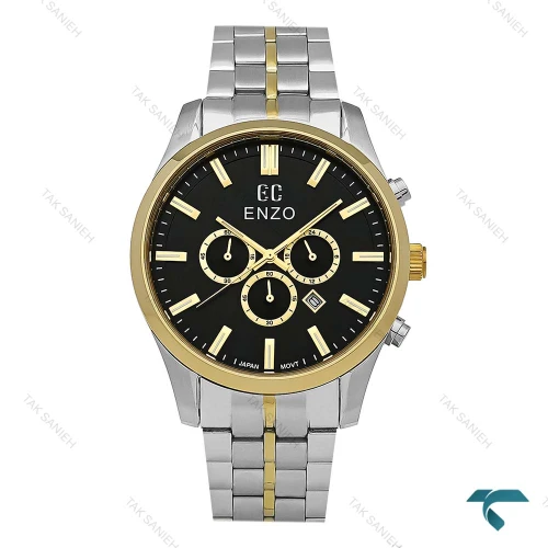 ساعت انزو EC-3122 مردانه دورنگ طلایی صفحه مشکی Enzo-8772-G