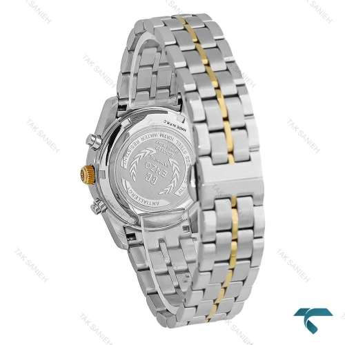 ساعت مچی انزو EC-3122 زنانه اورجینال دورنگ طلایی صفحه مشکی Enzo-8773-L