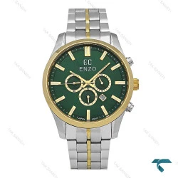 ساعت مردانه انزو EC-3122 اورجینال دورنگ طلایی صفحه سبز Enzo-8775-G