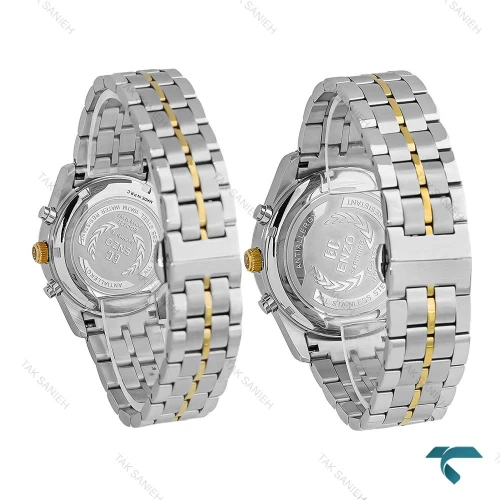 ست ساعت اورجینال انزو EC-3122 سه موتوره دورنگ طلایی صفحه سبز Enzo-8777-S