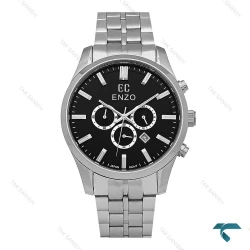 ساعت انزو مردانه EC-3122 کورنوگراف سیلور صفحه مشکی Enzo-8781-G