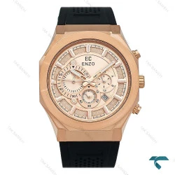 ساعت مردانه اورجینال انزو EC-3120 رزگلد بند رابر مشکی Enzo-8797-G