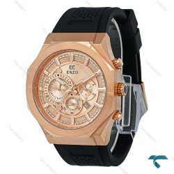 ساعت مردانه اورجینال انزو EC-3120 رزگلد بند رابر مشکی Enzo-8797-G