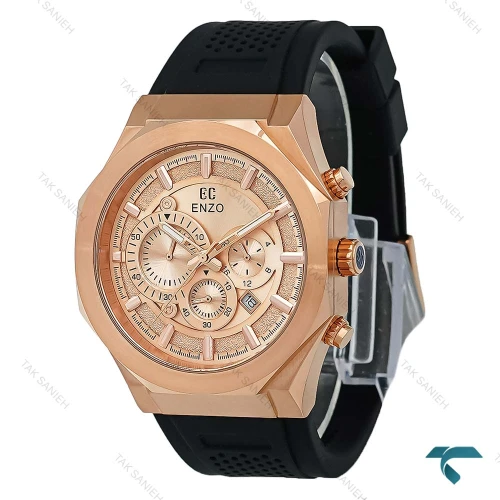 ساعت مردانه اورجینال انزو EC-3120 رزگلد بند رابر مشکی Enzo-8797-G