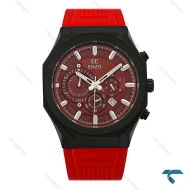 ساعت انزو مردانه EC-3120 اورجینال کورنوگراف مشکی بند رابر قرمز Enzo-8801-G