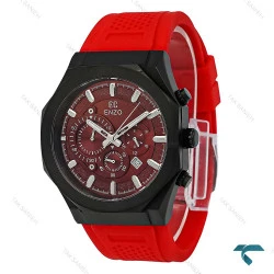 ساعت انزو مردانه EC-3120 اورجینال کورنوگراف مشکی بند رابر قرمز Enzo-8801-G