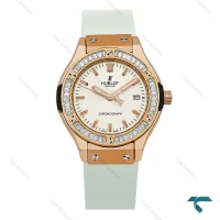 ساعت هابلوت زنانه رزگلد دورنگین بند رابر سفید Hublot-8803-L