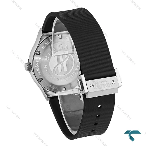 ساعت هابلوت زنانه مشکی قاب سیلور دو ردیف نگین Hublot-8804-L