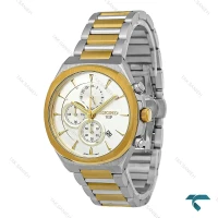 ساعت سیکو مردانه سه موتوره کرنوگراف دورنگ طلایی صفحه سفید Seiko-8816-G