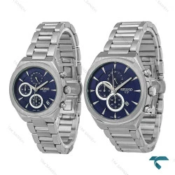 ساعت ست سیکو VIP سه موتوره استیل صفحه سرمه ای Seiko-8819-S