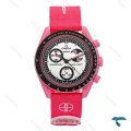 ساعت امگا سواچ ماموریت به ماه صورتی بند برزنت Swatch-8832-U