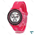 ساعت امگا سواچ ماموریت به ماه صورتی بند برزنت Swatch-8832-U