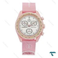 امگا سواچ ماموریت به ونوس (زهره) صورتی بند برزنتی Swatch-8834-U