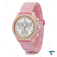 امگا سواچ ماموریت به ونوس (زهره) صورتی بند برزنتی Swatch-8834-U