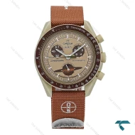 ساعت امگا سواچ ماموریت به زحل قهوه ای بند برزنتی Swatch-8844-U